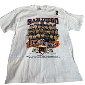 PADRES San Diego Padres 1998 League Champs Shirt White Large Deadstock Graphic